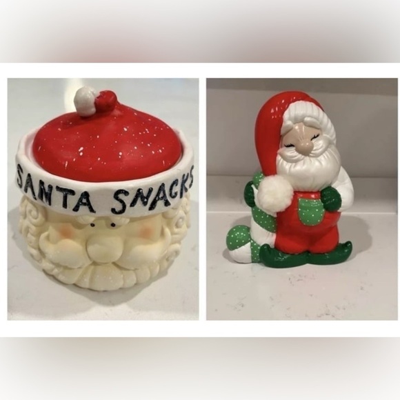 Santa Cookie Jar and Santa Ceramic hand painted figure - Picture 1 of 7